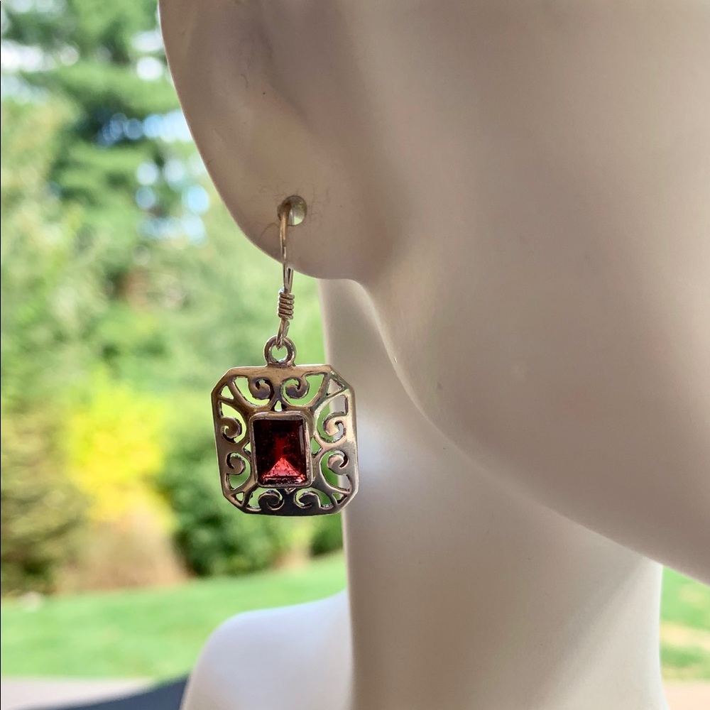 Garnet and sterling earrings